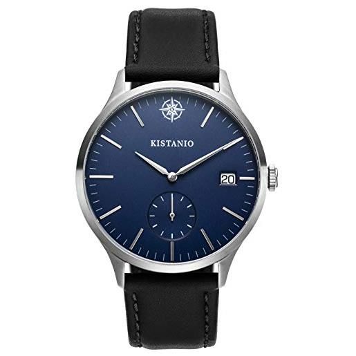 Kistanio kis-str-40-067 - orologio da uomo stratolis in acciaio e vetro zaffiro, cinturino in pelle nera, colore: blu