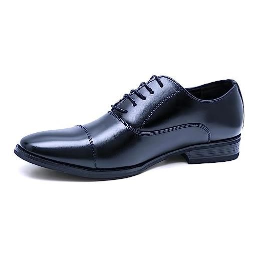 Evoga scarpe uomo class blu scuro vernice linea classica eleganti cerimonia (#a3 francesine nero, numeric_41)