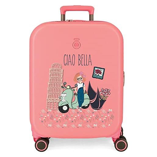 Enso ciao bella valigia cabina rosa 40x55x20 cm abs rigido lucchetto tsa integrato 37l 2,74 kg bagaglio a mano 4 doppie ruote