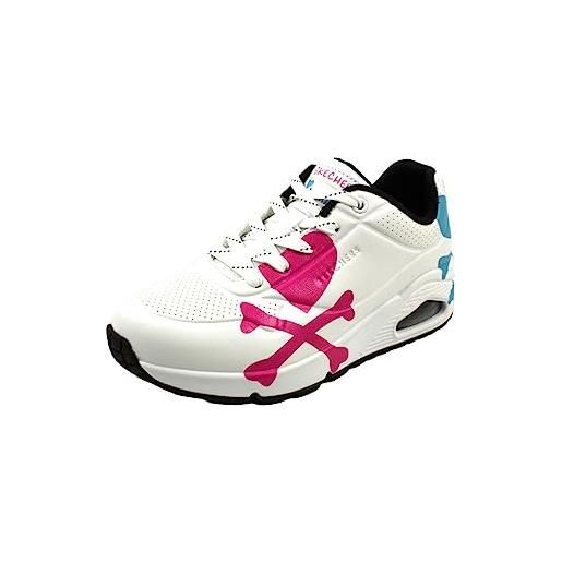 Skechers uno - crossing hearts, sneaker donna, bianco white 098, 35.5 eu