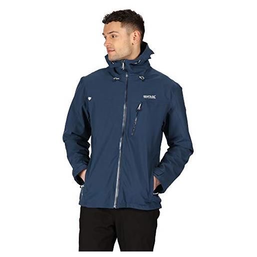 Regatta birchdale giacca tecnica shell per trekking impermeabile e traspirante con cappuccio, jackets waterproof uomo, dark denim, 5xl