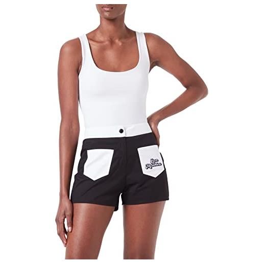 Love Moschino high waist in cotton-nylon twill with contrasting colour details short casual, nero bianco, 48 donna