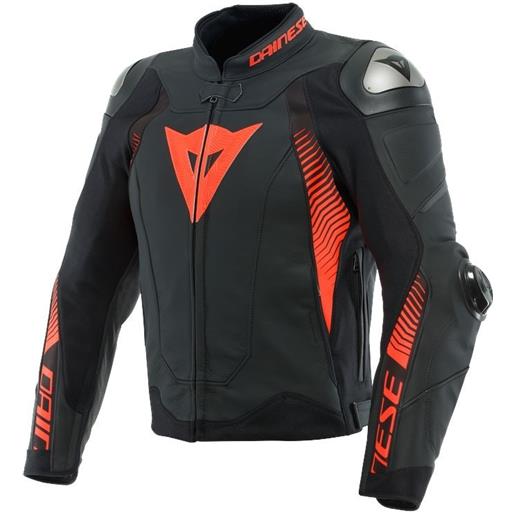 DAINESE giacca pelle super speed 4 nero rosso fluo - DAINESE 46