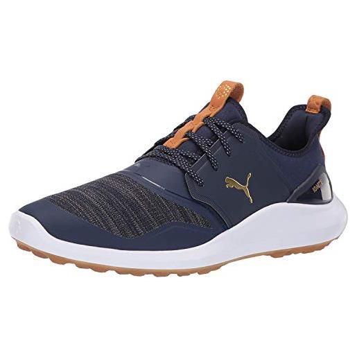 PUMA ignite nxt lace, scarpe da golf uomo, peacoat team oro bianco, 43 eu