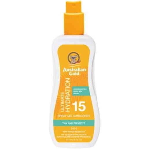 Australian Gold ultimate hydration spf15 spray gel sunscreen 237ml - crema spray idratante water resistant protezione alta