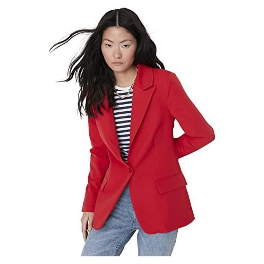 Trendyol damen regular basic plain webstoff blazer cappotto, red, 36 da donna