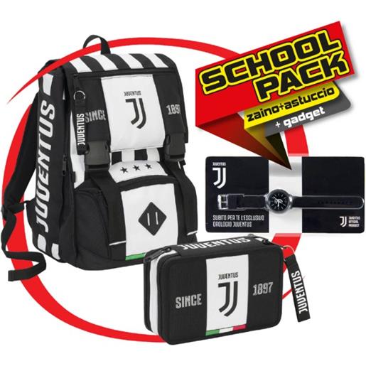 Seven schoolpack con gadget omaggio juventus (zaino sdoppiabile big + astuccio 3 zip + orologio)