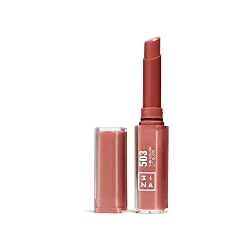 3ina makeup - the color lip glow 503 - rosa nude - rosetto rosa nude burroacaco di karite per nutrire le labbra - rosetti luminoso lucido - vegan - cruelty free