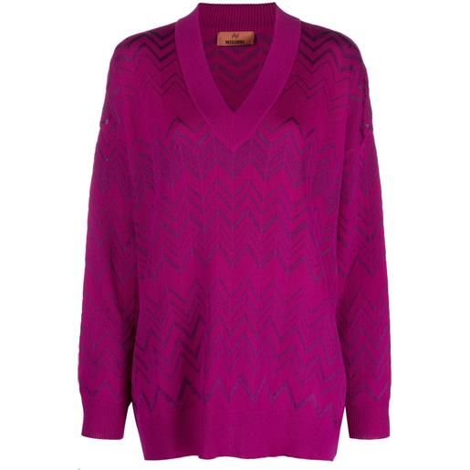 Missoni maglione con scollo a v - rosa