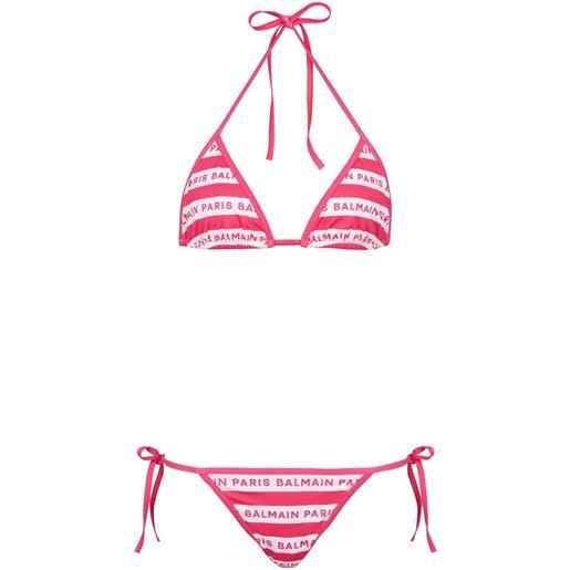 Balmain set bikini con stampa - rosa