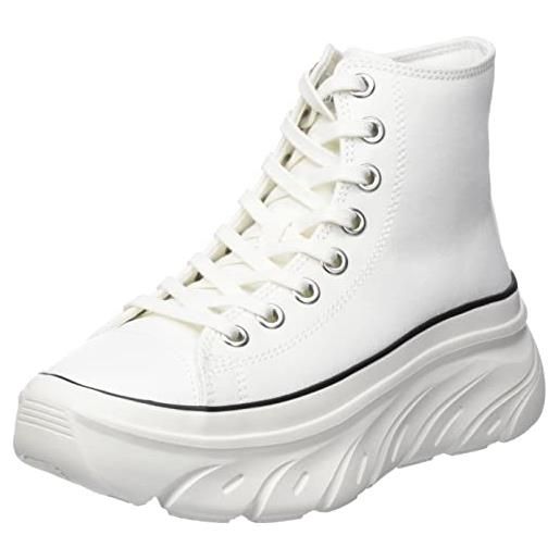 Skechers funky street - groove way, sneaker donna, tela bianca bianca duraleather trim, 41 eu
