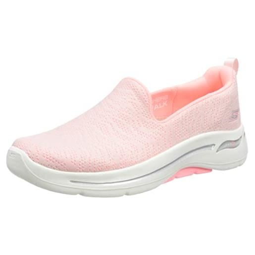 Skechers go walk arch fit - hazel, sneaker donna, ribete textil rosa claro, 36.5 eu