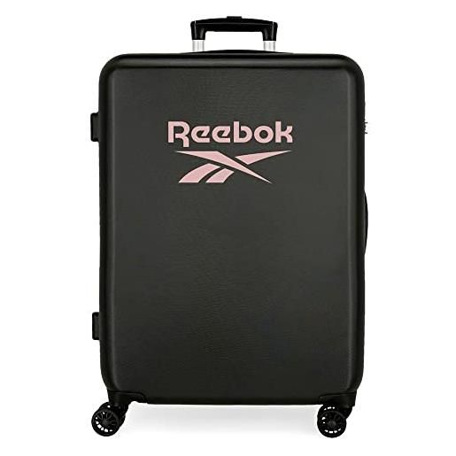 Reebok valigia Reebok beverly media nera 48x68x26 cm rigida abs chiusura laterale a combinazione 70l 3 kg 4 ruote