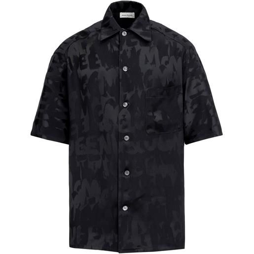 Alexander McQueen camicia con logo graffiti jacquard - nero
