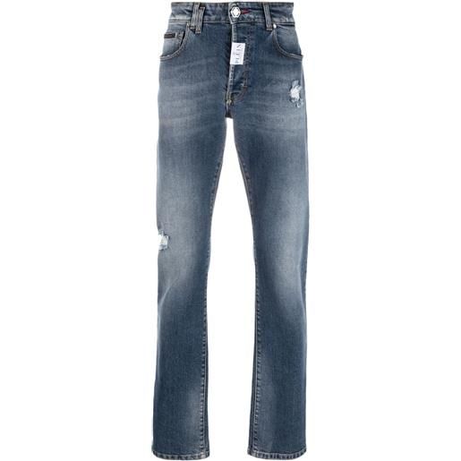 Philipp Plein jeans slim con applicazione - blu