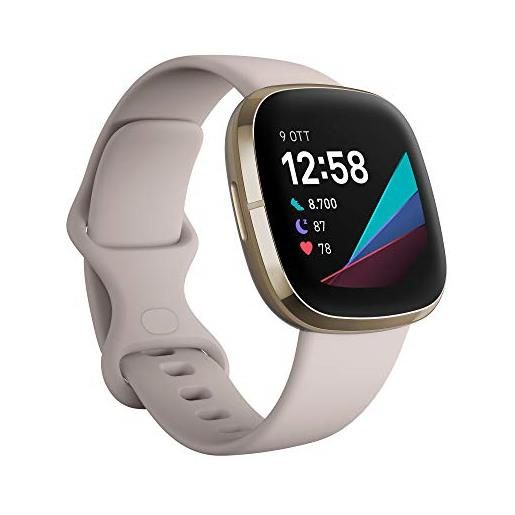 Fitbit sense advanced smartwatch with tools for heart health, stress management & skin temperature trends, sage grey / silver