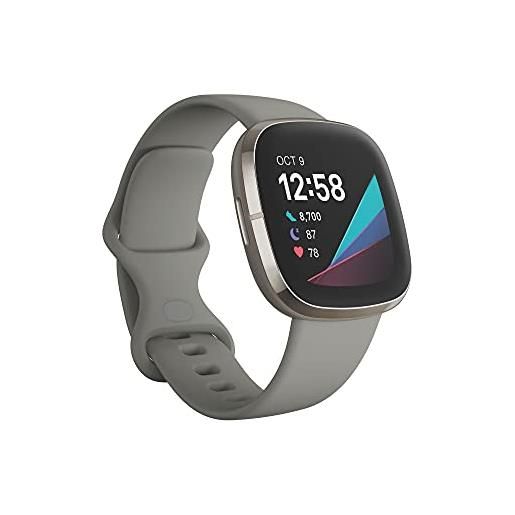 Fitbit sense advanced smartwatch with tools for heart health, stress management & skin temperature trends, sage grey / silver