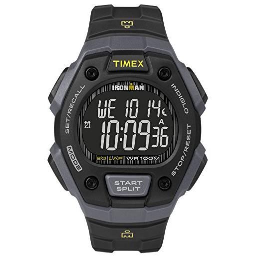 Timex ironman classic 30 38mm, orologio da uomo display negativo della cassa grigio e nero con cinturino in resina, nero, tw5m18700