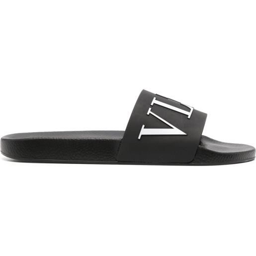 Valentino Garavani sandali slides vltn con logo goffrato - nero