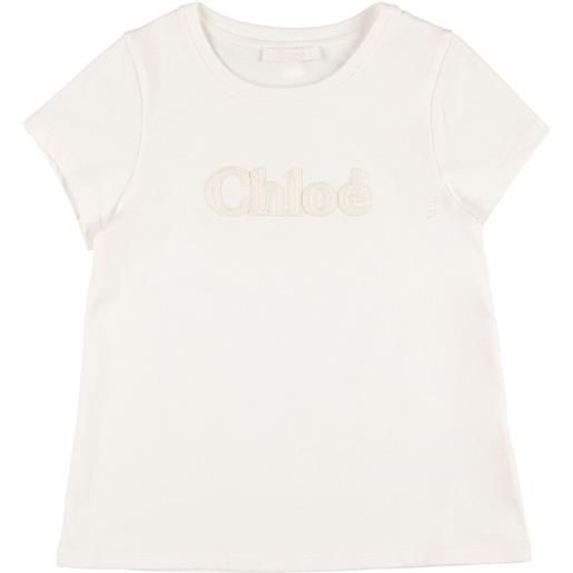 CHLOÉ t-shirt in jersey di cotone organico con logo