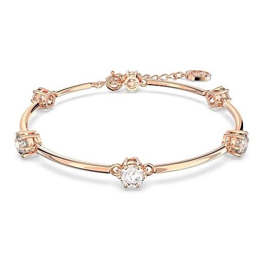 Swarovski braccialetto constella, taglio tondo, bianco, placcato color oro rosa