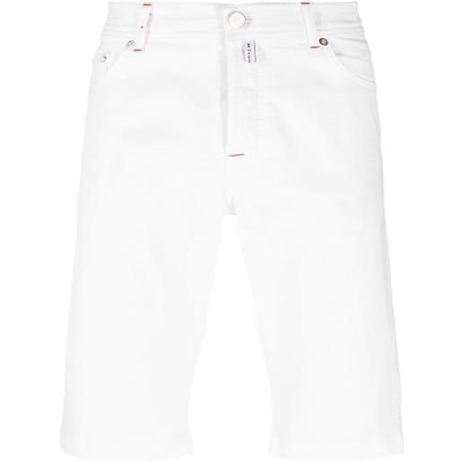 Kiton shorts denim con applicazione - bianco