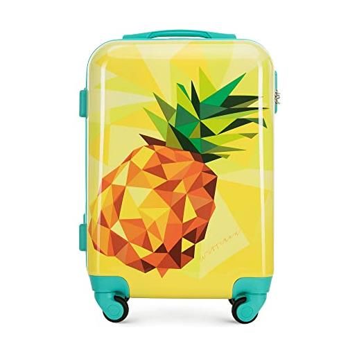 WITTCHEN young collezione bagaglio a mano valigia da cabina abs con rivestimento in policarbonato serratura a combinazione manico telescopico taglia s 34 l giallo