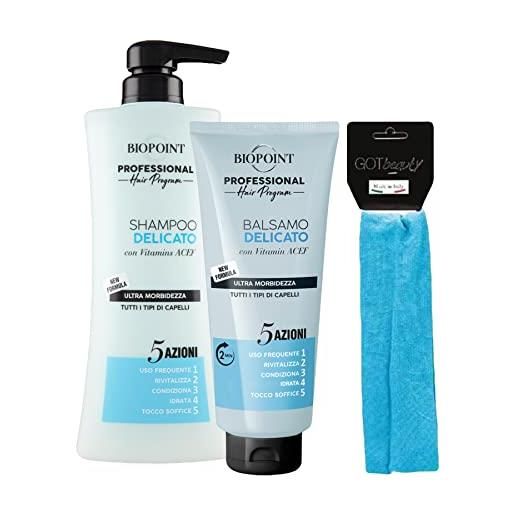 DC CASA biopoint set linea delicato: shampoo 400 ml + balsamo 350 ml + fascia per capelli