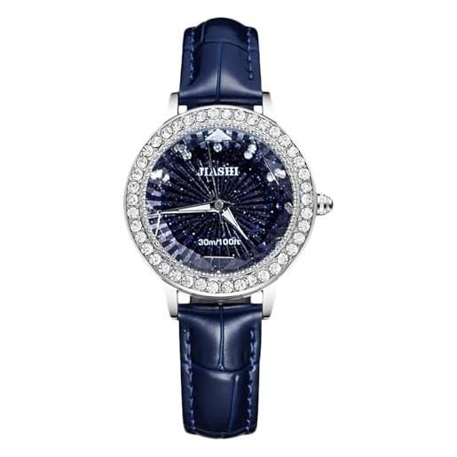 RORIOS orologio da donna analogico quarzo orologio con cinturino in pelle cielo stellato dial orologi da polso moda impermeabile orologio per donna
