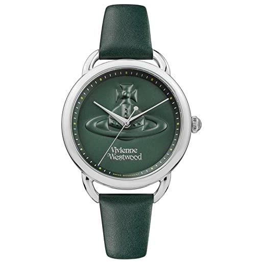 Vivienne Westwood orologio al quarzo donna, misura cassa 33.50mm con quadrante verde analogico e cinturino verde in pelle vv163slgr