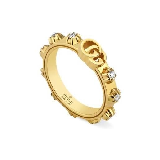 Gucci Gioielli anello gucci gg running in oro giallo con diamanti bianchi