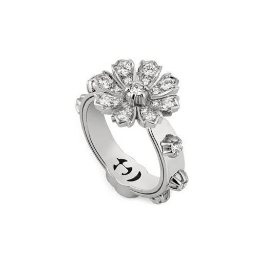 Gucci Gioielli anello gucci flora in oro bianco con diamanti bianchi