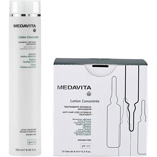 Medavita lotion concentree shampoo donna +fiale anticaduta donna 250ml+13x6ml - kit anti-caduta donna intensivo capelli fragili