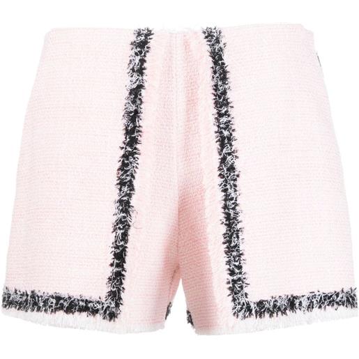 MSGM shorts con bordi sfrangiati in tweed - rosa