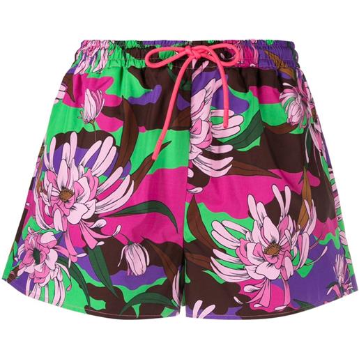 Moncler shorts a fiori con coulisse - rosa