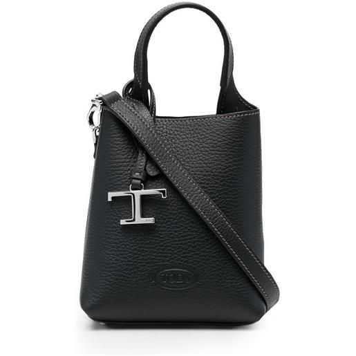 Tod's borsa tote con placca logo - nero