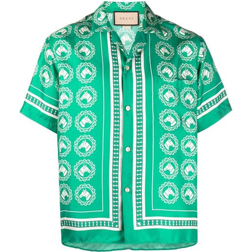 Gucci camicia con stampa grafica - verde