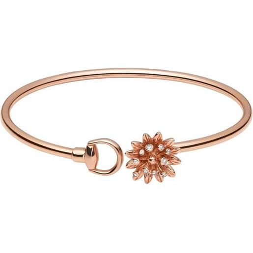 Gucci Gioielli bracciale rigido gucci flora in oro rosa e fiore con diamanti