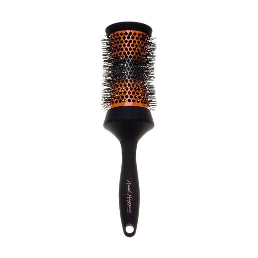 Denman (large) thermo ceramic hourglass hot curl brush - hair curling brush for blow-drying, straightening, defined curls, volume & root-lift - orange & black, (dhh4)