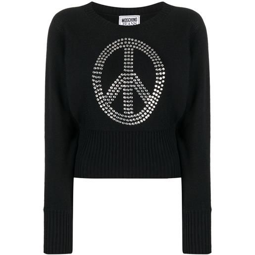 MOSCHINO JEANS maglione con borchie peace symbol - nero