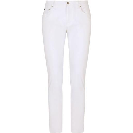 Dolce & Gabbana jeans slim con placca logo - bianco