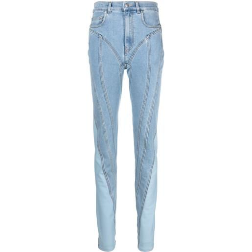 Mugler jeans skinny spiral a vita alta - blu