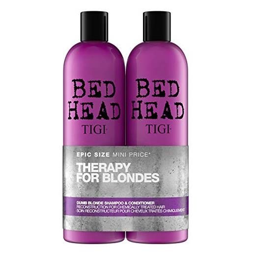 TIGI bed head by TIGI dumb blonde shampoo e balsamo per capelli colorati e biondi naturali, 2x750 ml