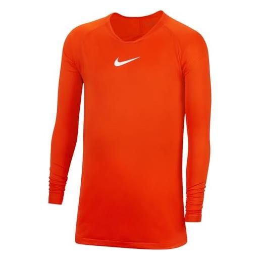 Nike park first layer jersey ls maglia, unisex bambini, safety orange/white, xl