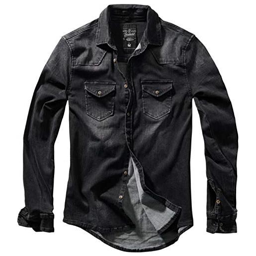 Brandit jeans uomo camicia riley maglietta denim - nero (black 2), l