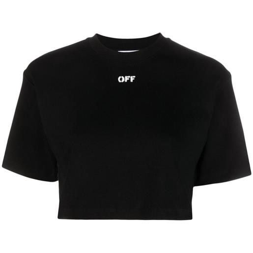 Off-White t-shirt crop con stampa - nero