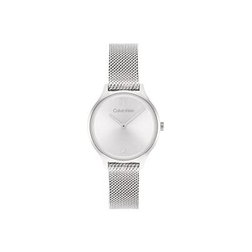 Calvin Klein orologio analogico al quarzo da donna con cinturino in maglia metallica in acciaio inossidabile argentato - 25200058