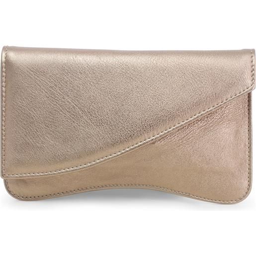 Melluso borsa pochette con tracolla in pelle laminato rosa rame bj036b