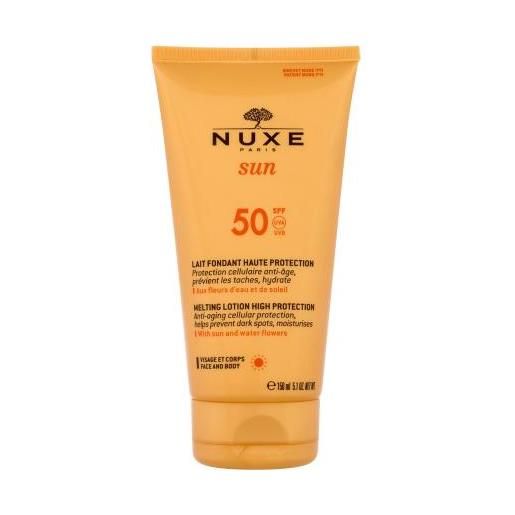 NUXE sun high protection melting lotion spf50 lozione abbronzante per corpo e viso con effetto antietà 150 ml