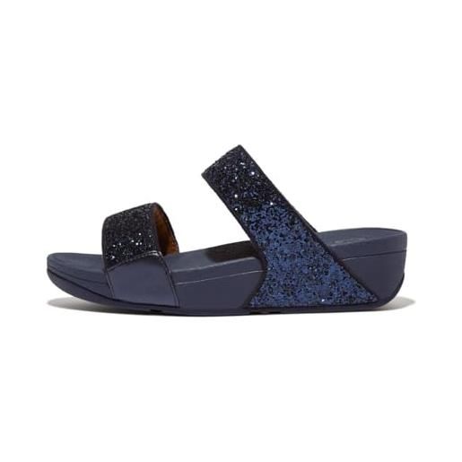 Fitflop lulu slides, sandali a ciabatta donna, glitter nero, 37.5 eu